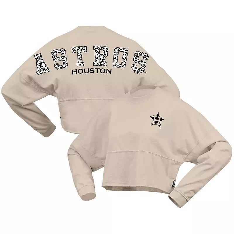 Womens Fanatics Branded Cream Houston Astros Long Sleeve Cropped Jersey T-Shirt Product Image