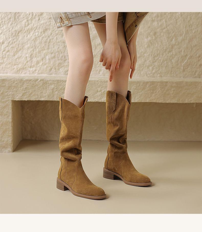 Faux Suede Chunky Heel Tall Boots product image