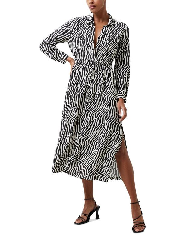 French Connection Womens Seine Delphine Zebra-Print Midi Dress - Blackout Product Image