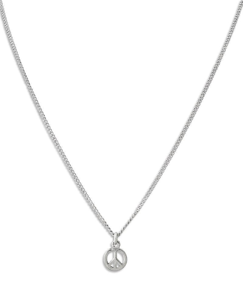 Allsaints Mens Peace Sign Pendant Necklace in Sterling Silver, 20 Product Image