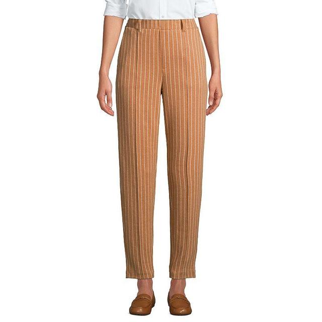 Petite Lands End Sport Pull-On Tapered Pants, Womens Camel Grey Stripe Product Image