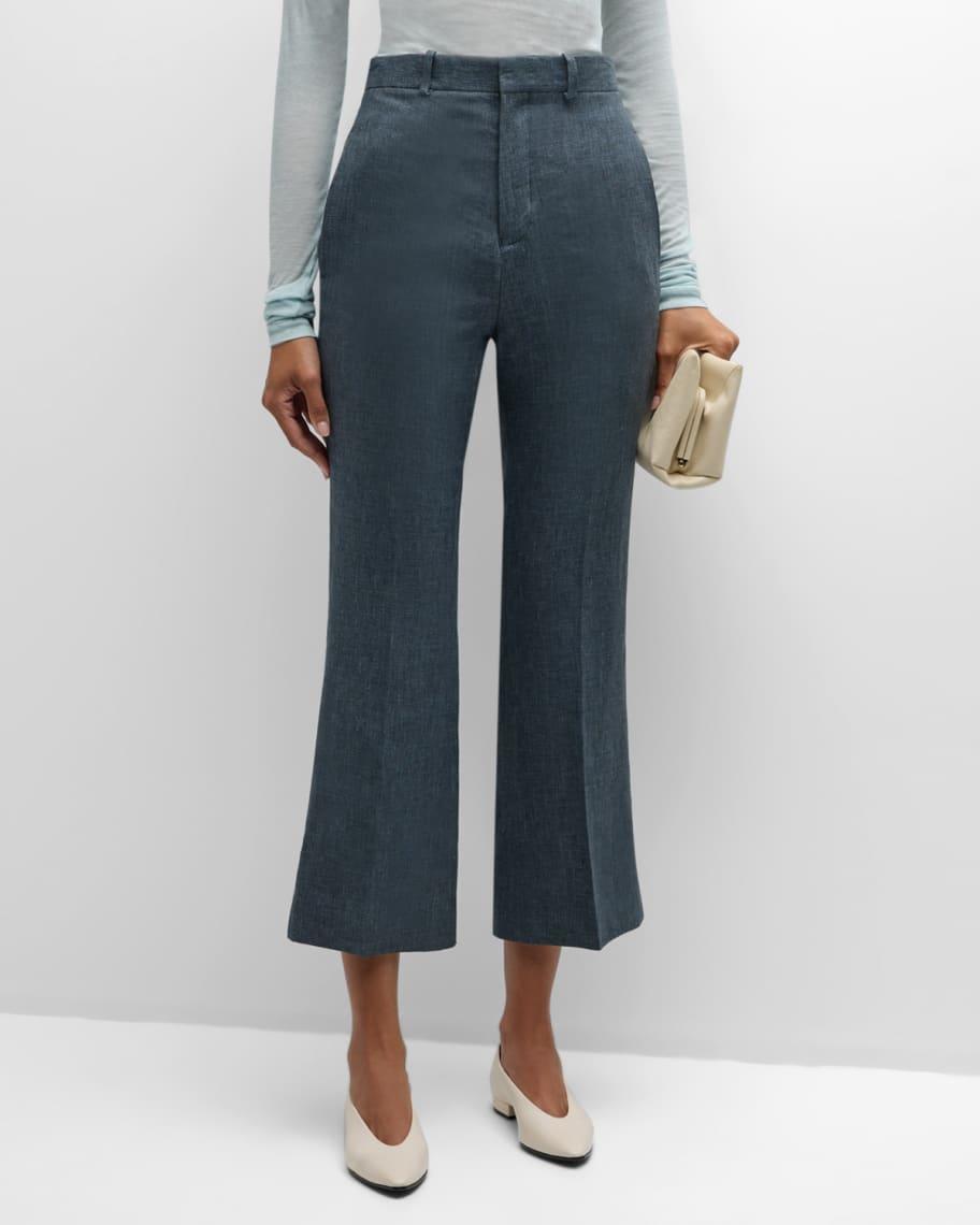 Credo Woven Linen Bootcut-Leg Crop Trousers Product Image