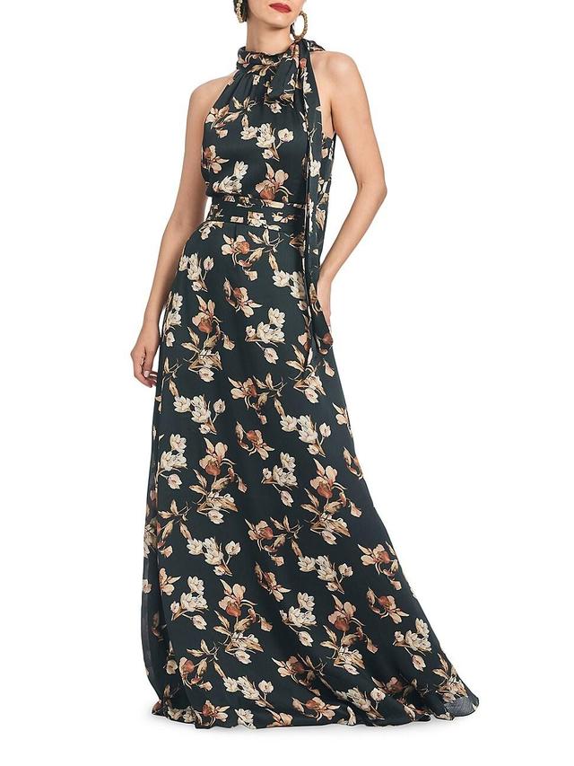 Womens Kayla Floral Georgette Tieneck Gown Product Image