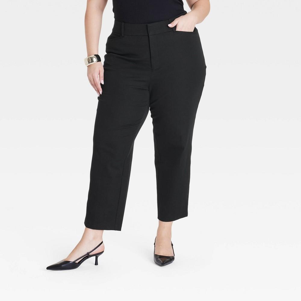 Womens High-Rise Straight Leg Trousers - Ava & Viv Black 18 Product Image