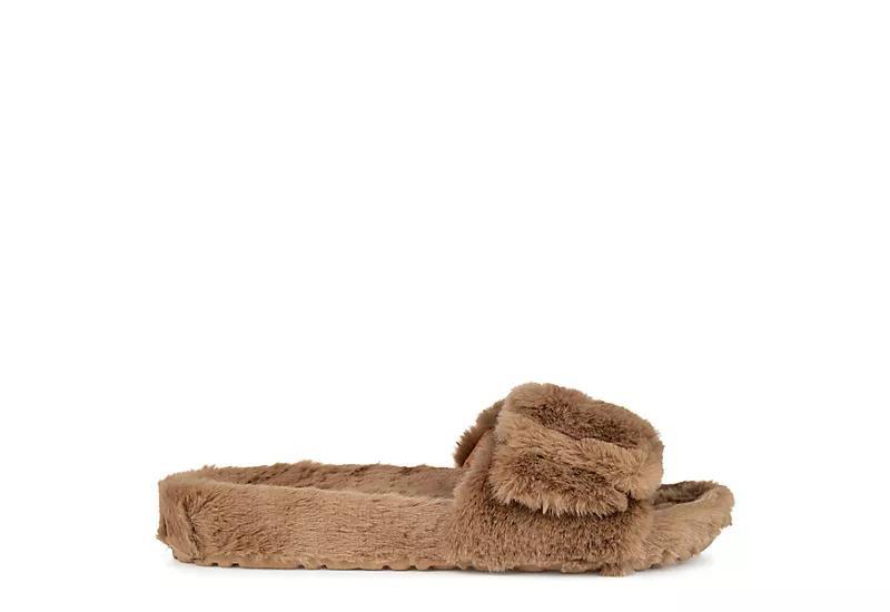 Journee Collection Womens Shadow Faux Fur Slide Slipper Product Image