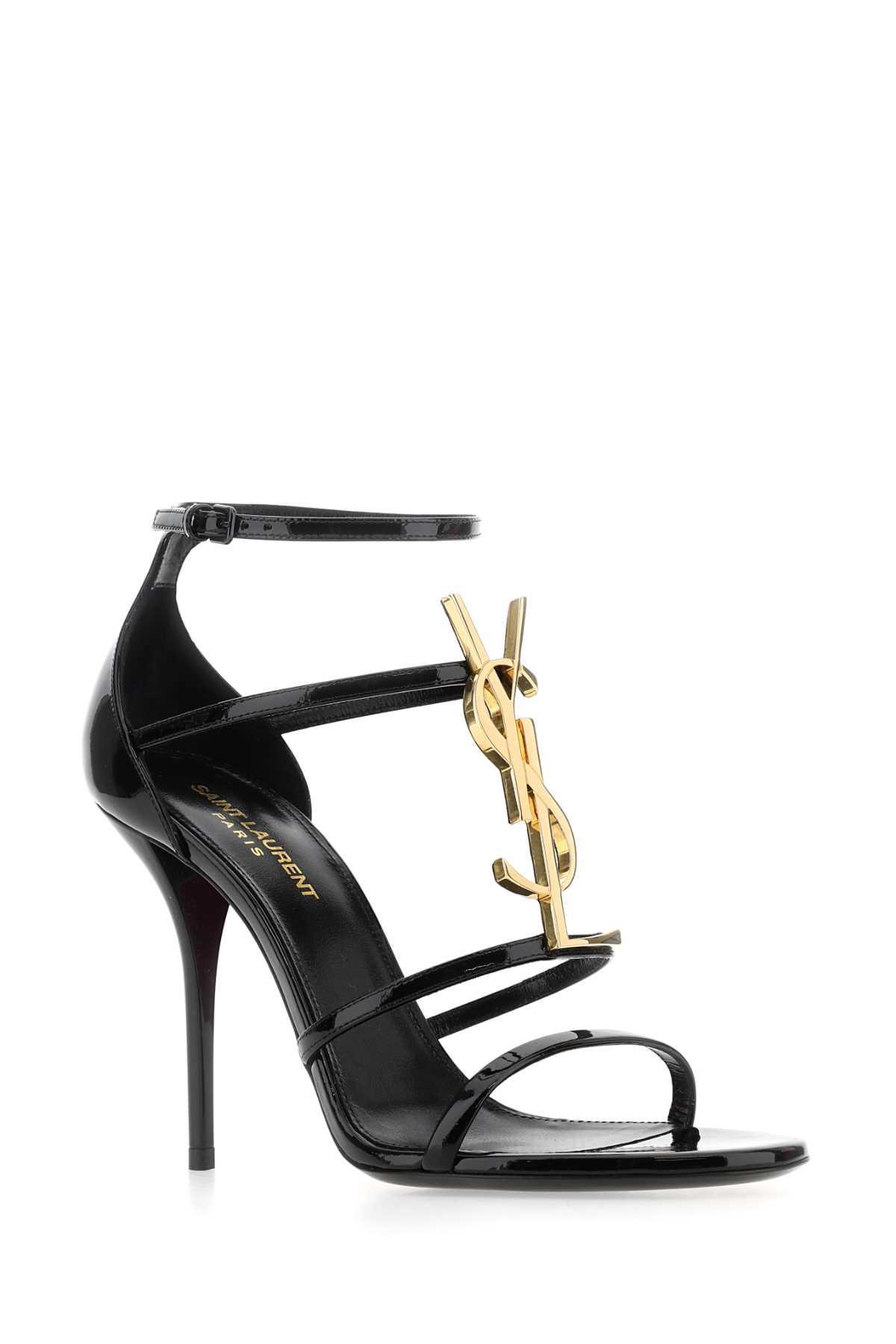 Black Cassandra 100 Logo Strap Leather Sandals In Nero Product Image