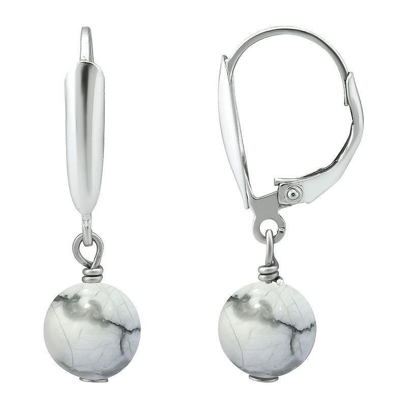 Aleure Precioso Gemstone Bead Leverback Earrings, Womens, Howlite Product Image