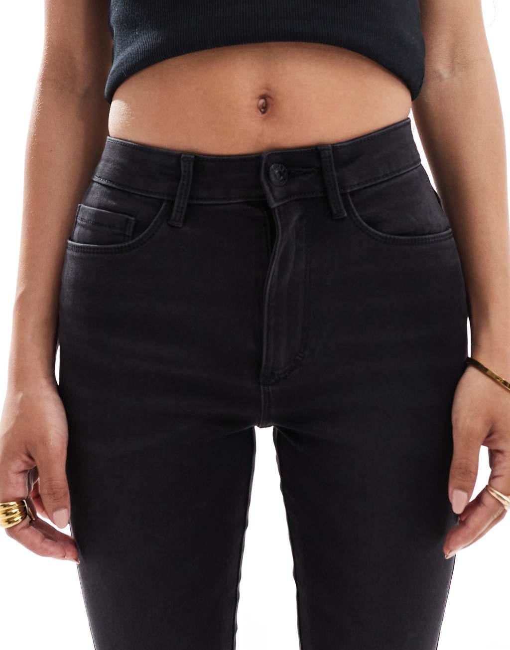 ONLY Petite Royal high waisted skinny jeans in washed black Product Image