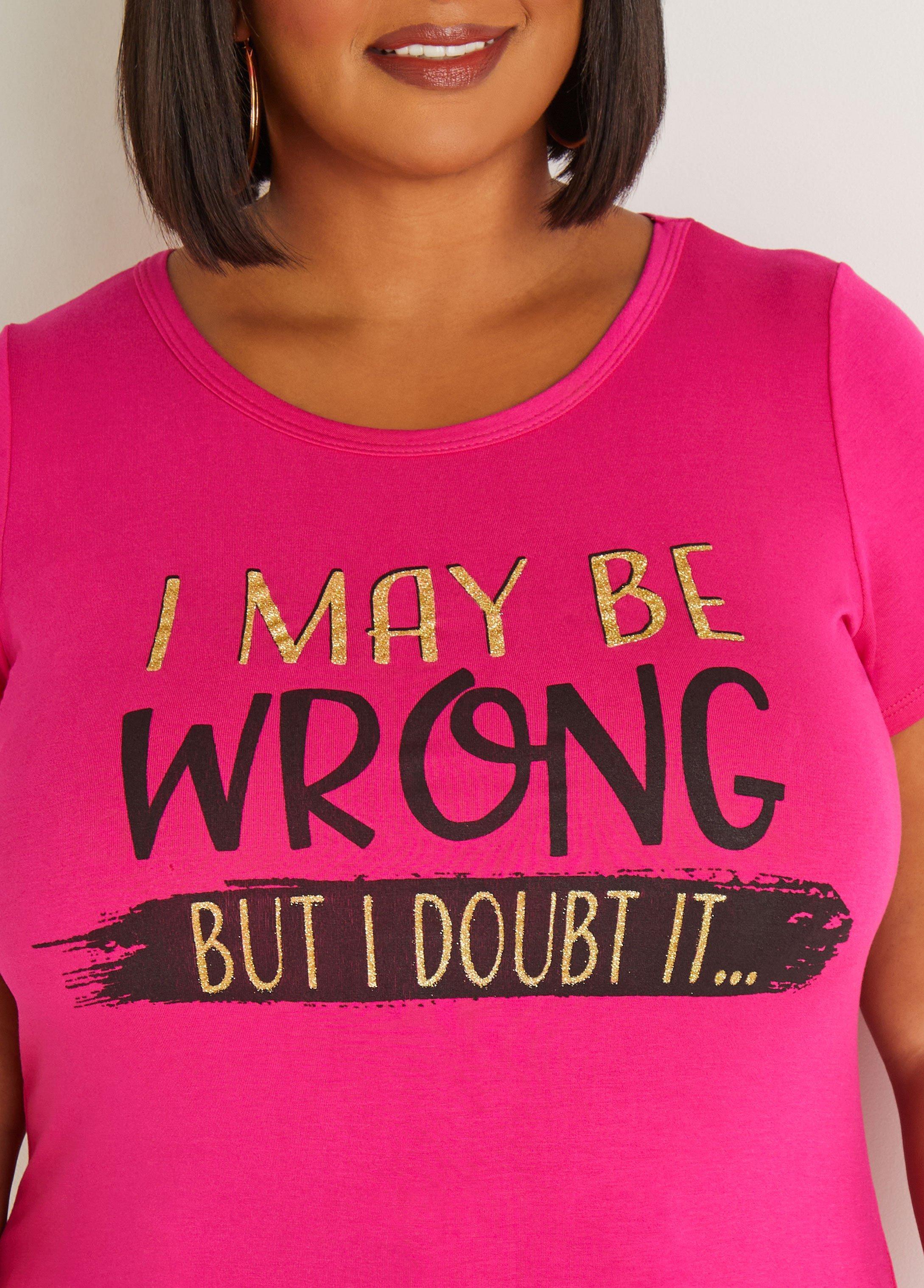 May Be Wrong Glittered Graphic Tee Product Image