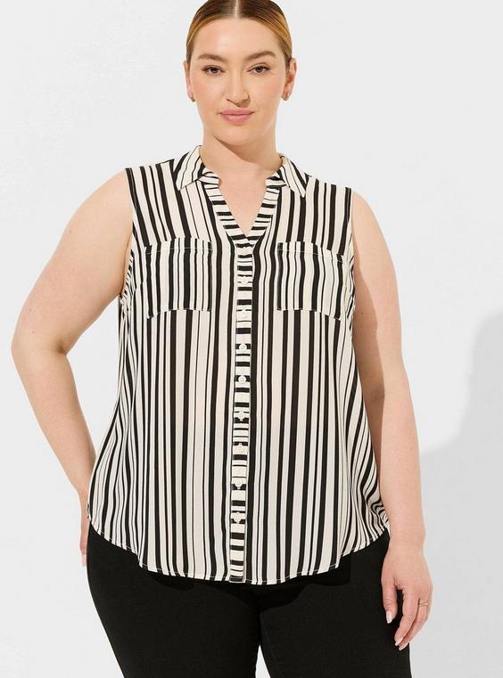 Madison Georgette Button-Up Sleeveless Shirt Product Image