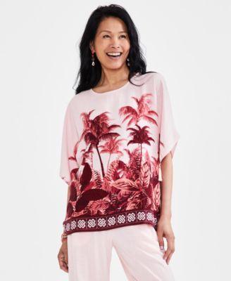 Women's Printed Dolman-Sleeve Top, Created for Macy's Product Image