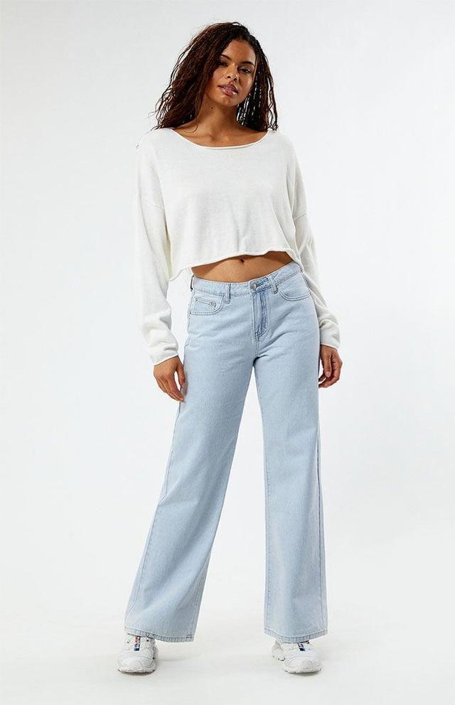 Womens Low Rise Wide Leg Jeans - Product Image