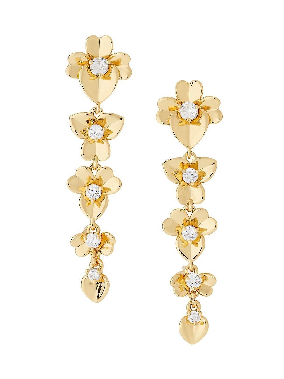 Womens Precious Pansy Goldtone & Cubic Zirconia Drop Earrings Product Image