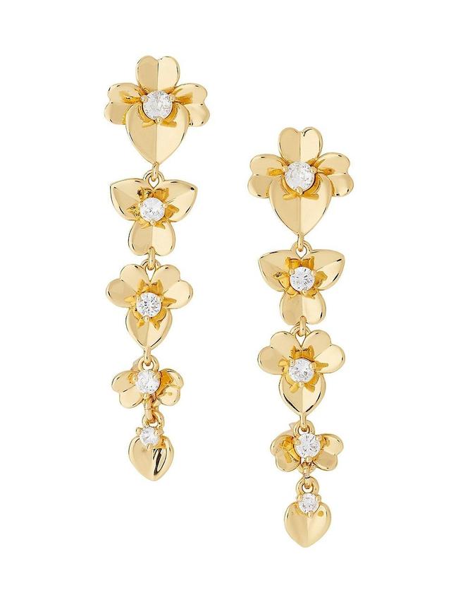 Womens Precious Pansy Goldtone & Cubic Zirconia Drop Earrings Product Image