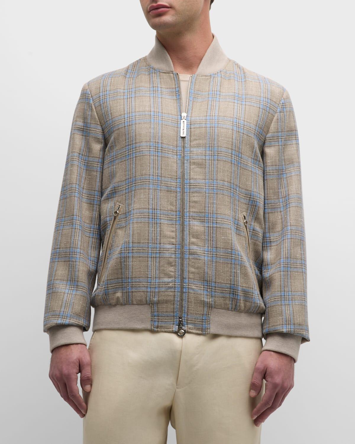 Mens Plaid Bomber Jacket Product Image