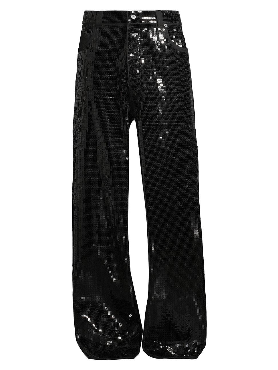 Mens Sequin-Embellished Stretch Wide-Leg Jeans Product Image