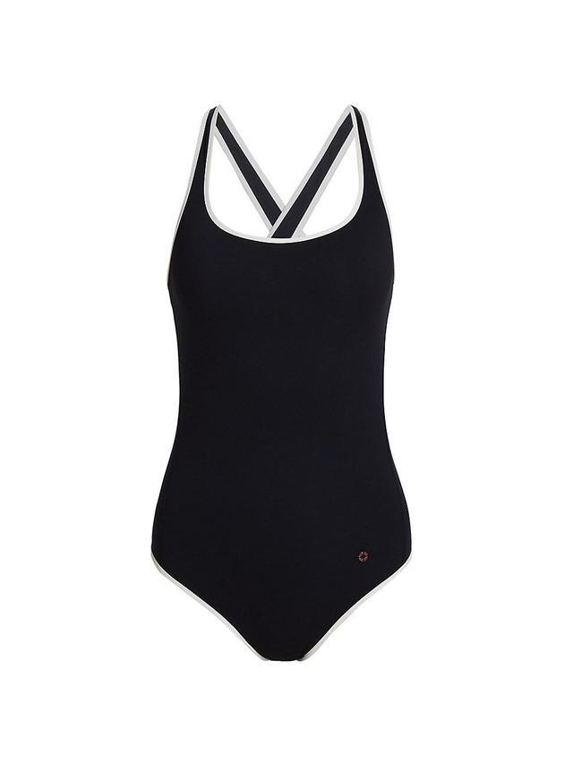 Womens Contrast-Trim One-Piece Swimsuit Product Image