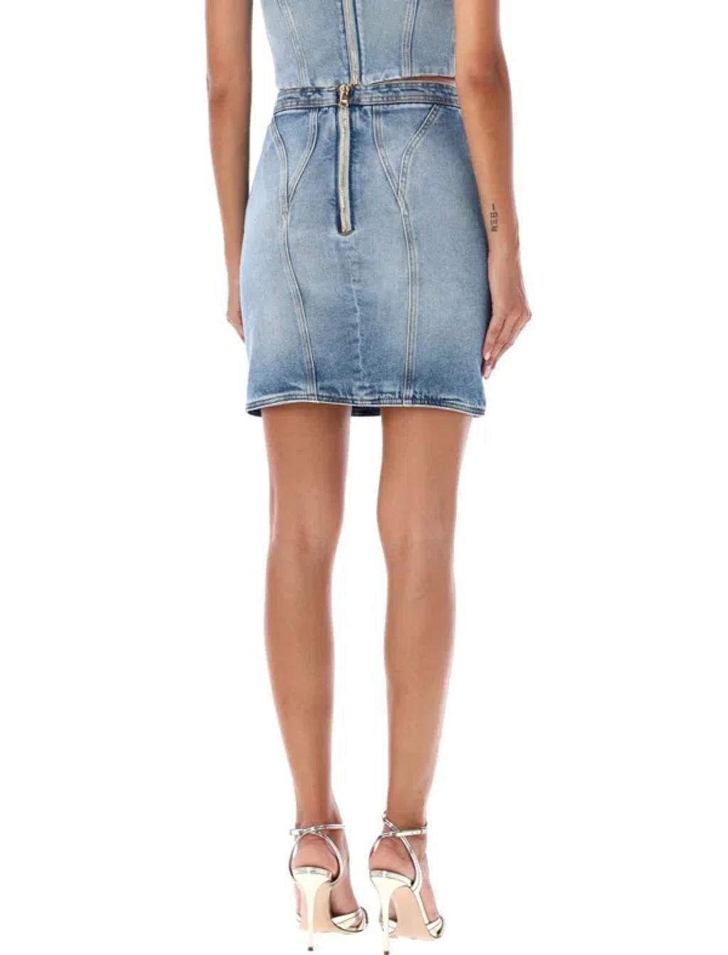 Denim Mini Skirt In Blue Product Image