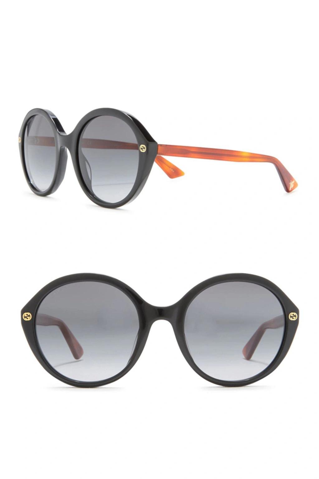 55mm Round Sunglasses In Shiny Black Product Image