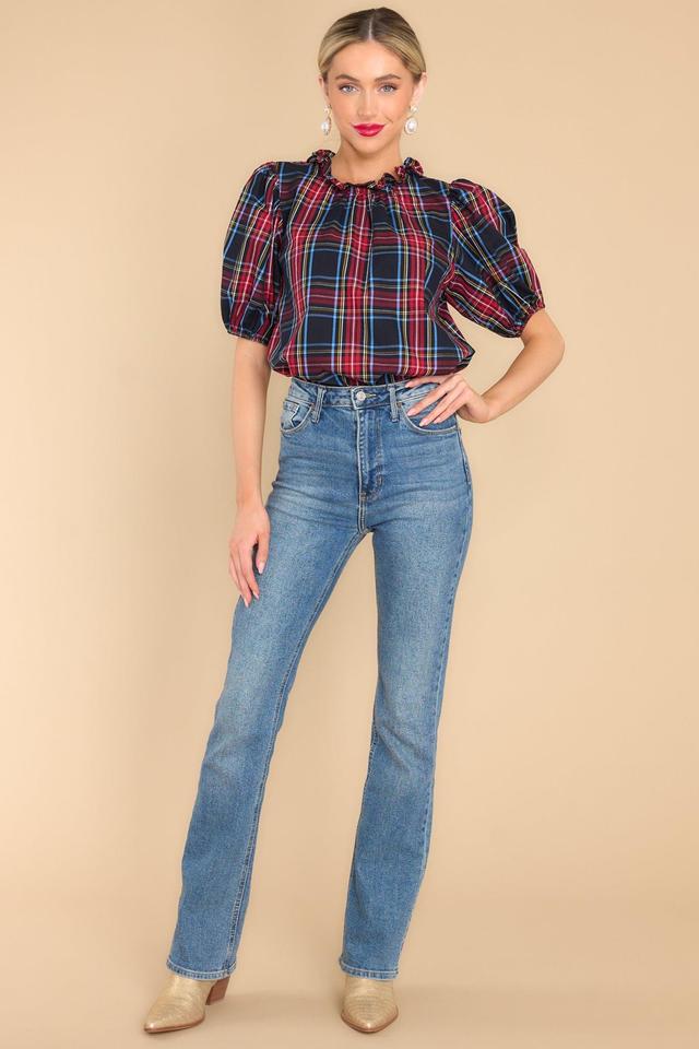 A Special Gift Black Plaid Top Product Image