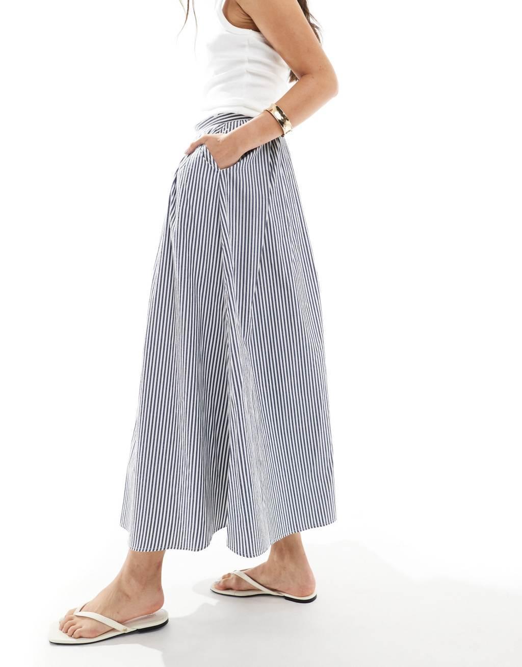 ASOS DESIGN a-line volume skirt in stripe Product Image