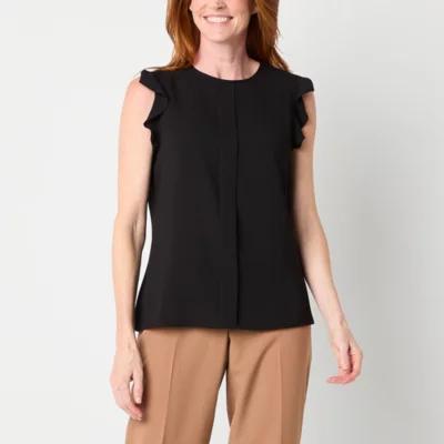 Black Label by Evan-Picone Womens Crew Neck Sleeveless Blouse Product Image