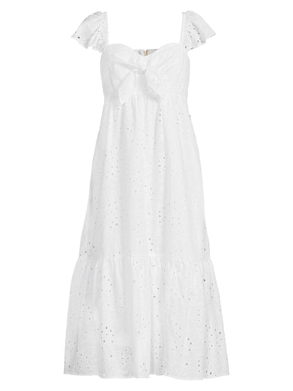 Womens Lantana Eyelet Midi-Dress Product Image