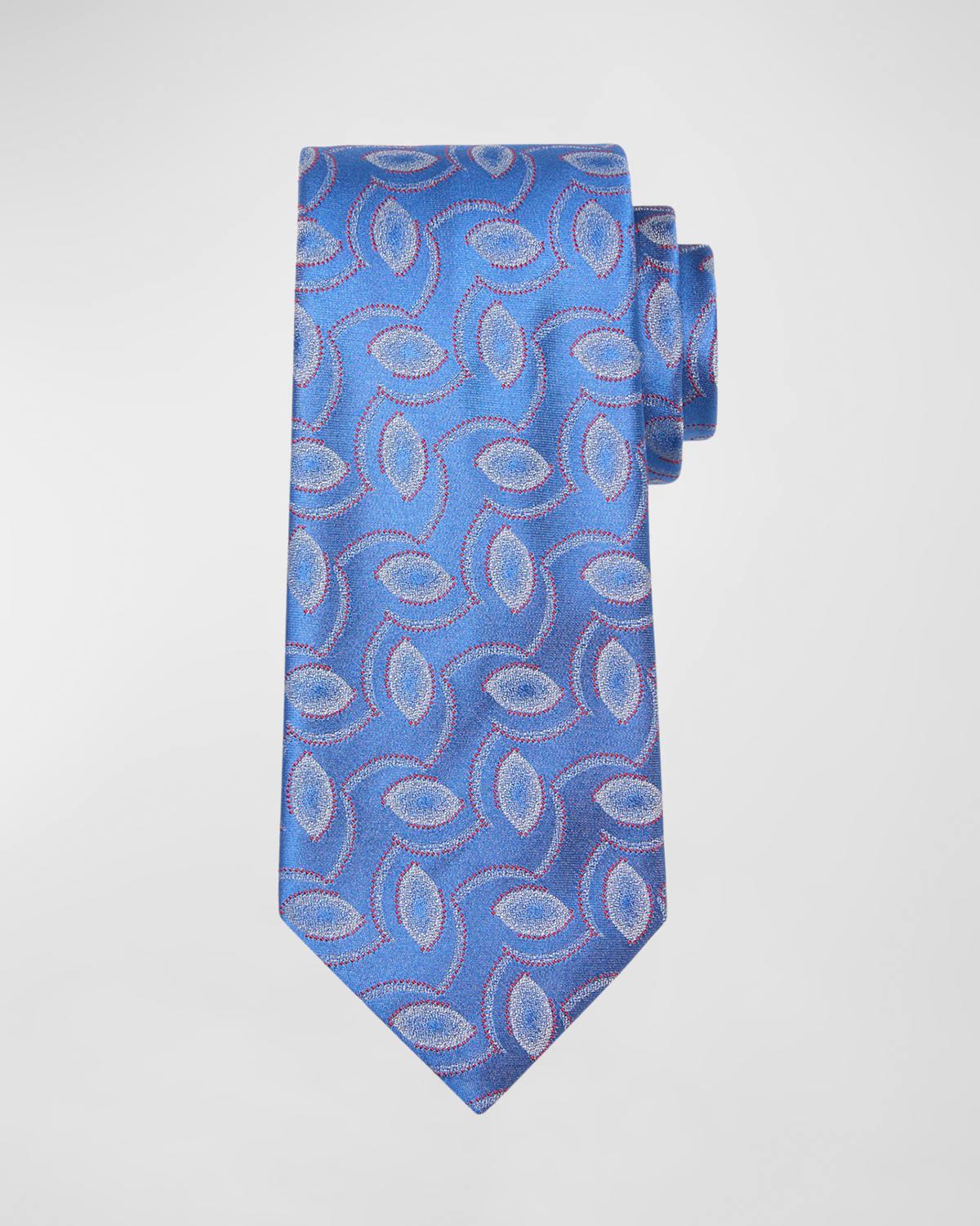 Mens Geometric Oval Jacquard Silk Tie Product Image