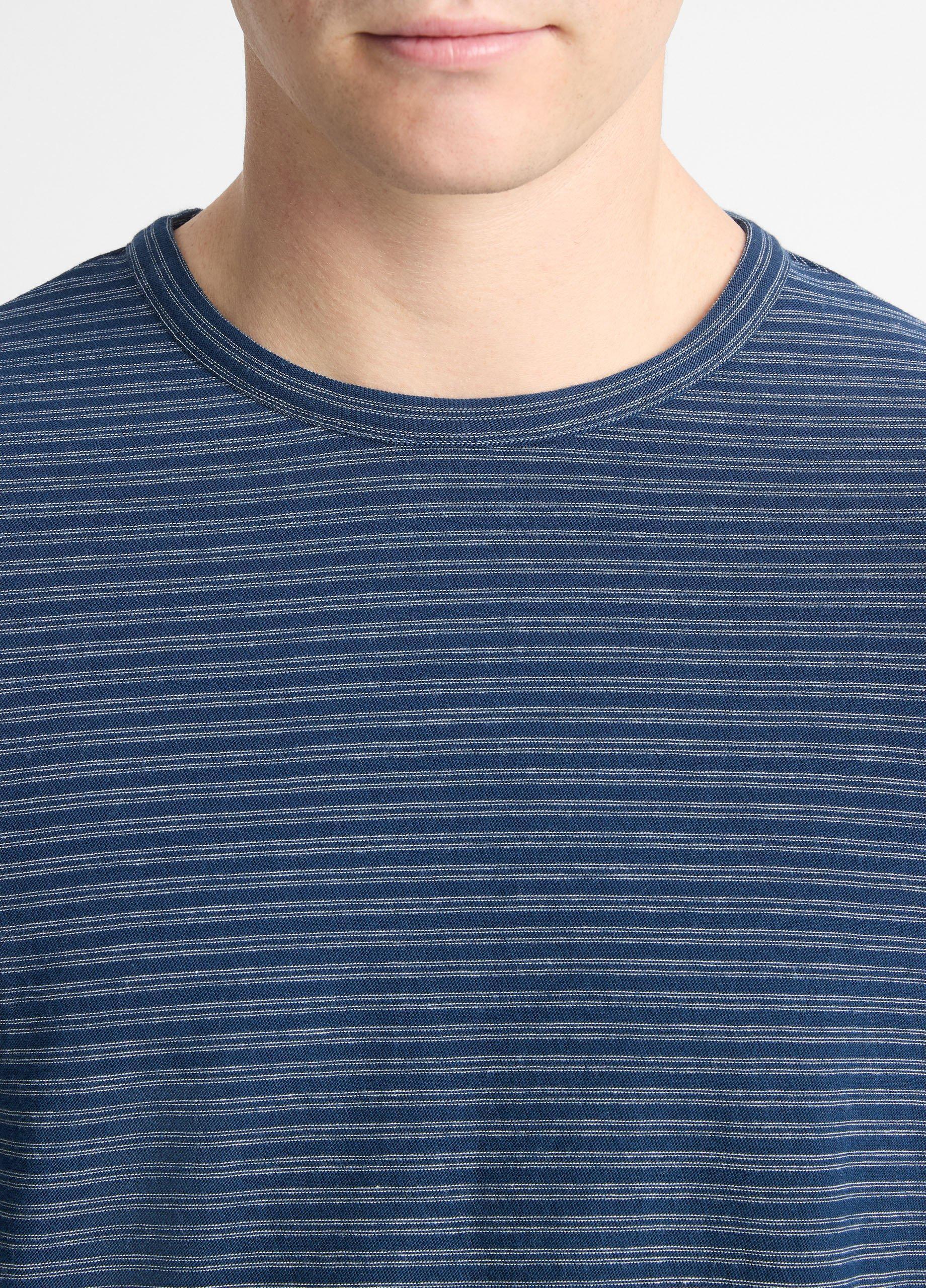 Plaited Stripe Pima Cotton Crew Neck T-Shirt Product Image