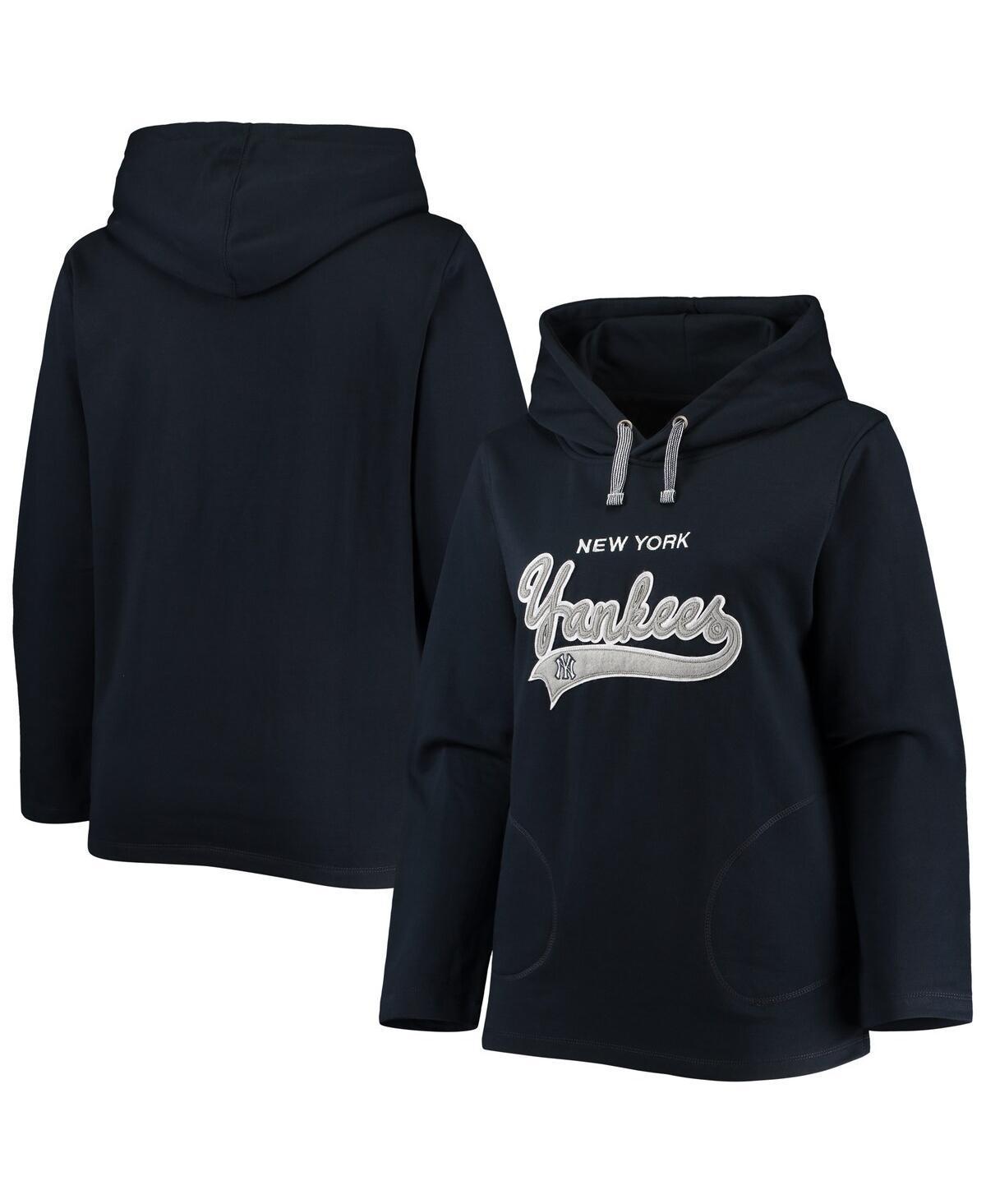 Womens Soft as a Grape Navy New York Yankees Plus Size Side Split Pullover Hoodie YNK Blue Product Image