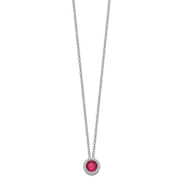 Womens Sterling, Ruby & Cubic Zirconia Pendant Necklace Product Image