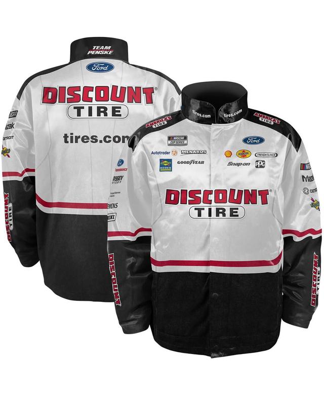 Mens Team Penske White Austin Cindric Discount Tire Nylon Uniform Full-Snap Jacket - White Product Image