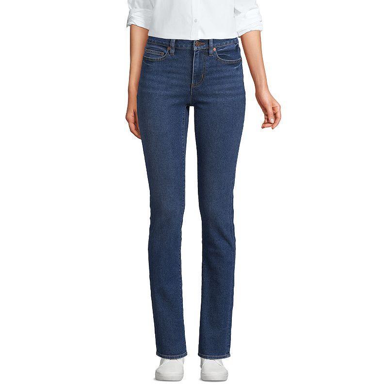 Womens Lands End Tall Mid-Rise Straight Leg Jeans Product Image