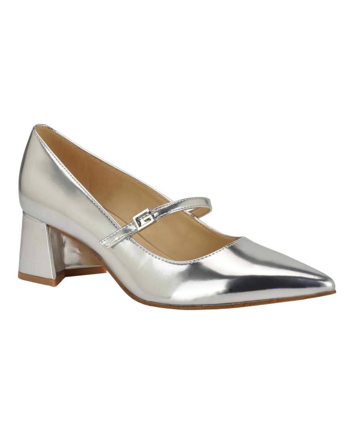 Guess Womens Zands Pointed Toe Mid-Block Heel Patent Mary Janes Pumps Product Image