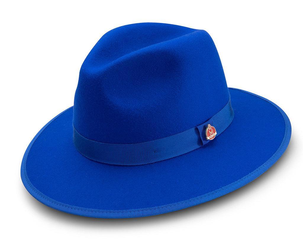 Royal Blue 3 ⅛" Brim Wool Felt Hat with Red Bottom Product Image