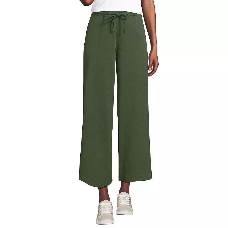 Petite Lands End Sport Pull-On Drawstring Wide Leg Crop Pants, Womens Rich Brown Product Image