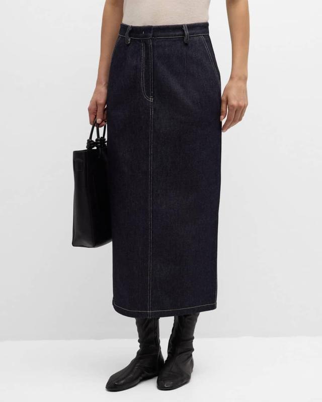 Denim Maxi Pencil Skirt Product Image