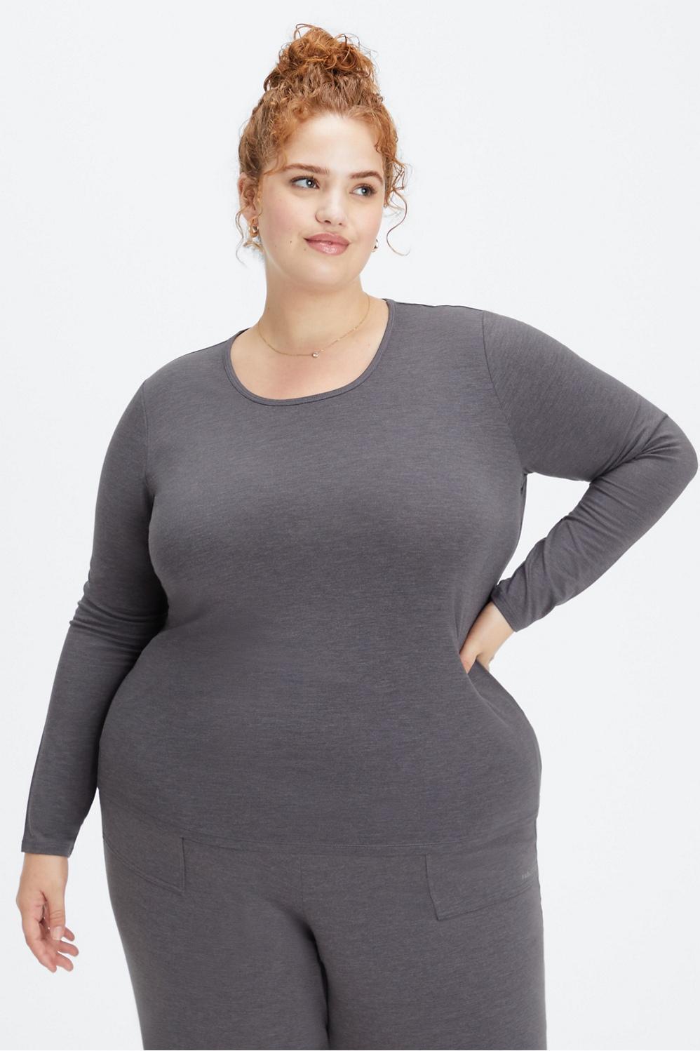 Fabletics RestoreKnit Long Sleeve Tee Womens Pewter Size XXS Product Image