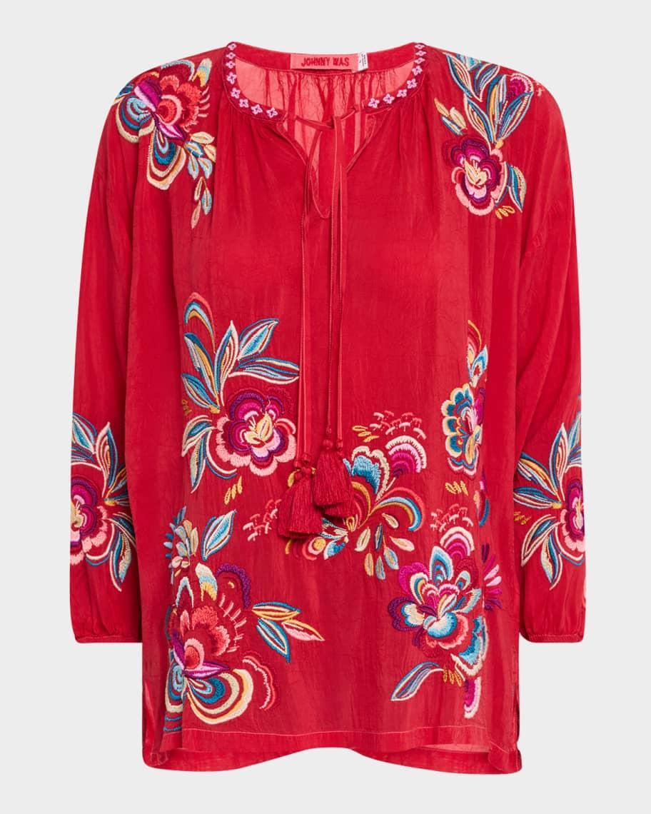 Zadonia Floral-Embroidered Blouse Product Image