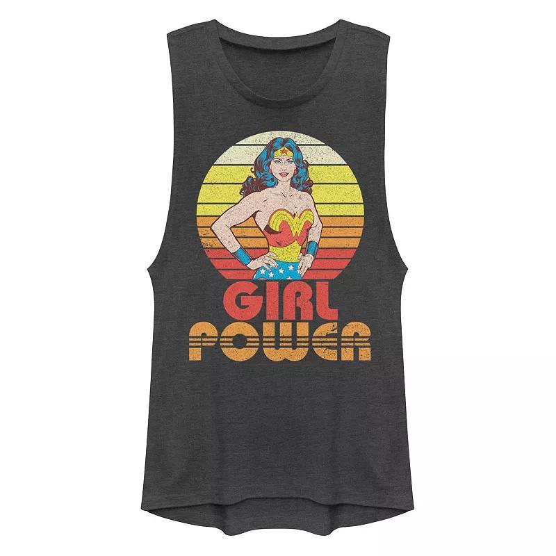 Juniors DC Comics Wonder Woman Girl Power Muscle Graphic Tank Top, Girls Grey Product Image