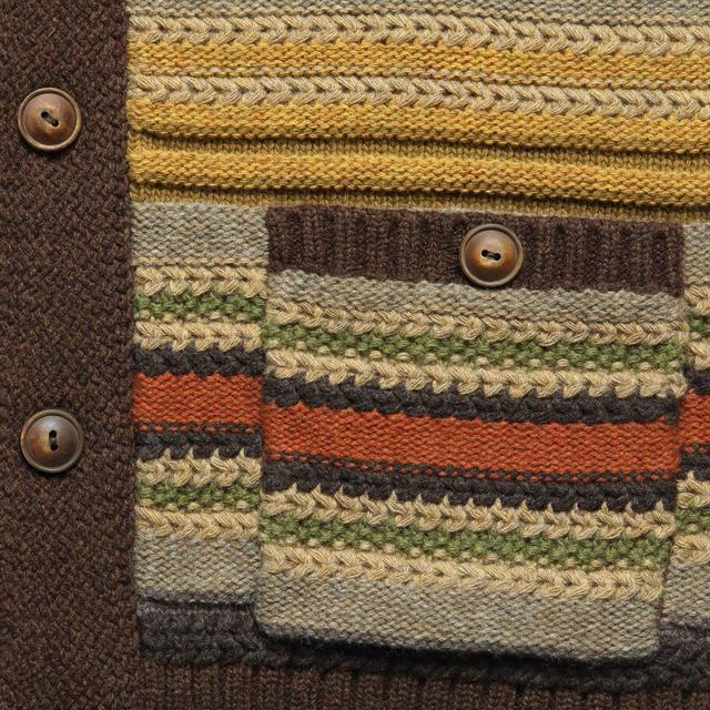 Striped Shawl Cardigan - Brown Product Image