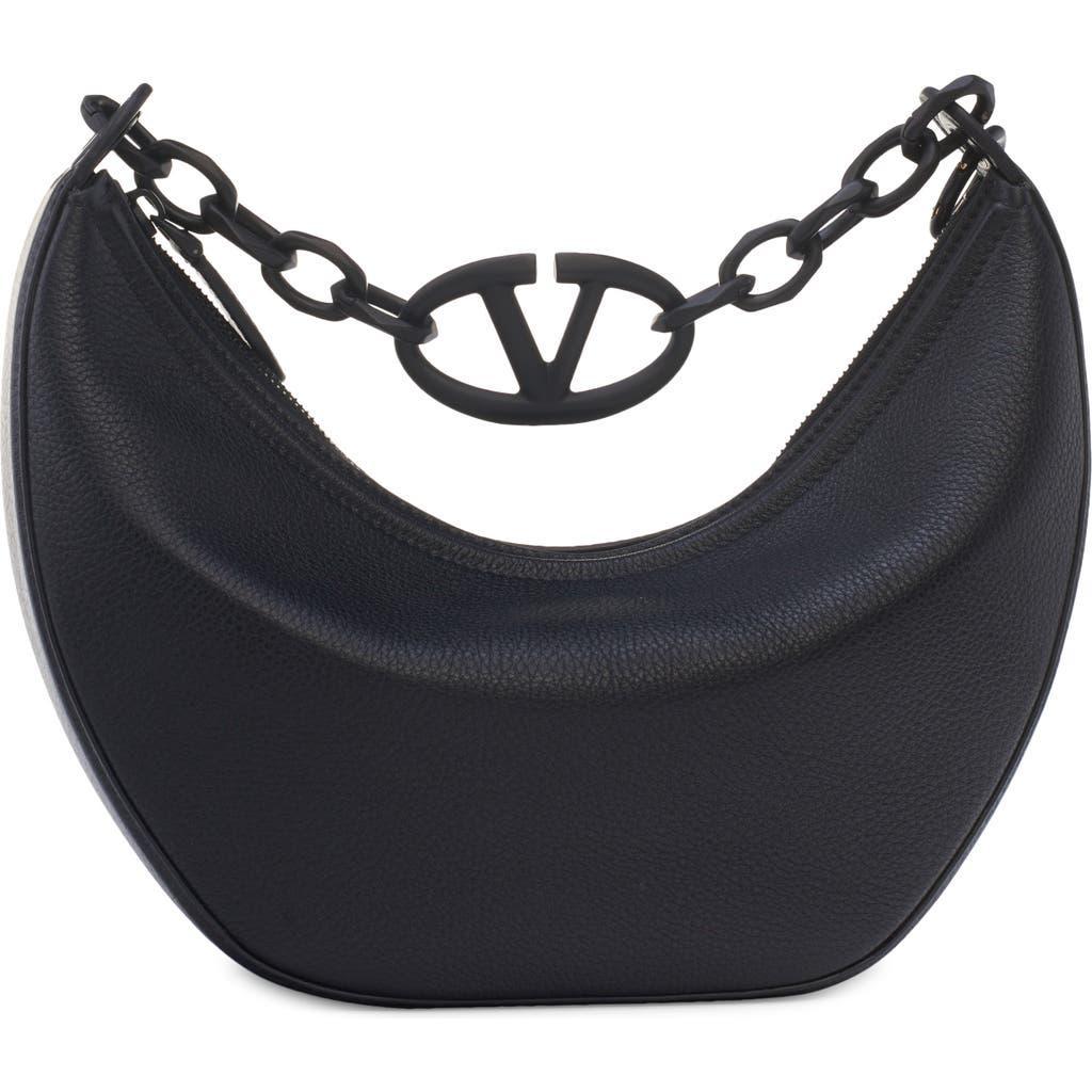 Small Leather Vlogo Moon Shoulder Bag In 0no Nero Product Image