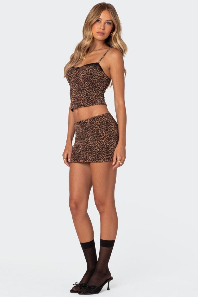 Edin Leopard Print Mesh Mini Skirt Product Image