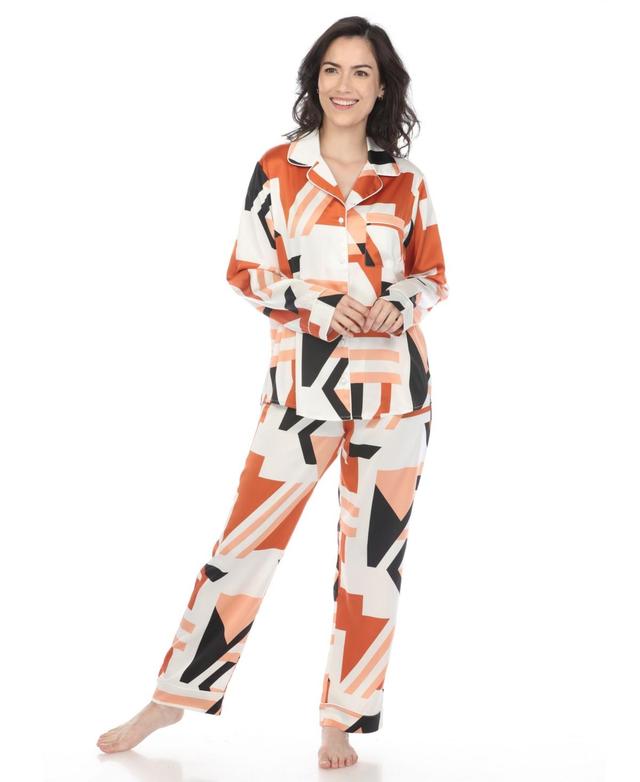 White Mark Womens Printed Satin Pajama Set Product Image