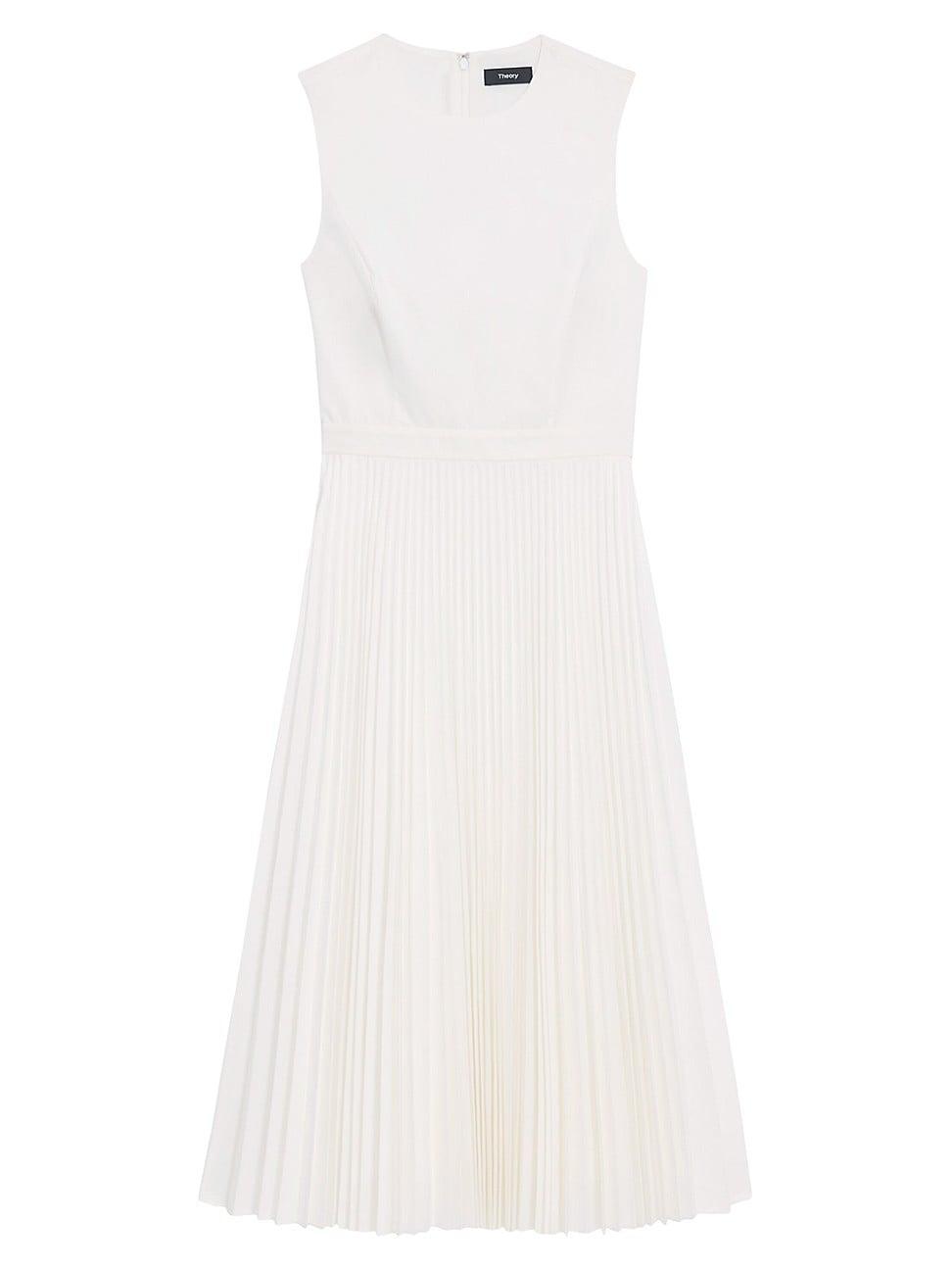 Womens Pleated Sleeveless Midi-Dress Product Image