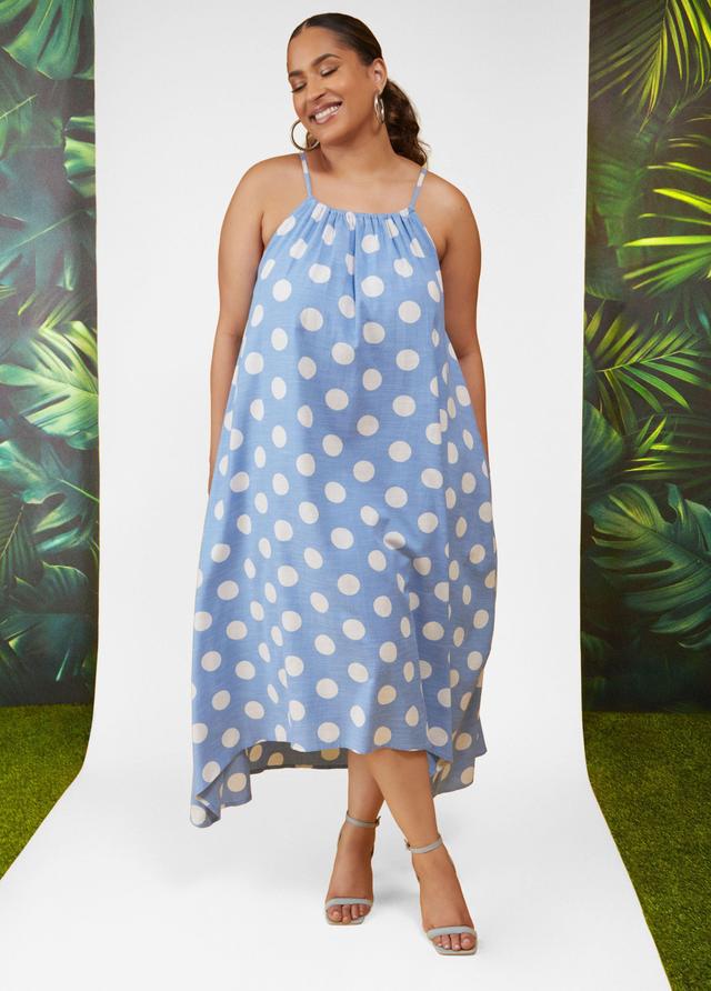 Plus Size Polka Dot Hi Low Midi Dress Ashley Stewart Product Image