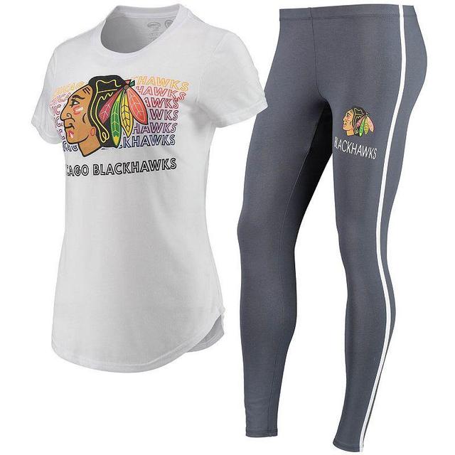 Womens White Chicago Blackhawks Sonata T-shirt and Leggings Set - White Product Image