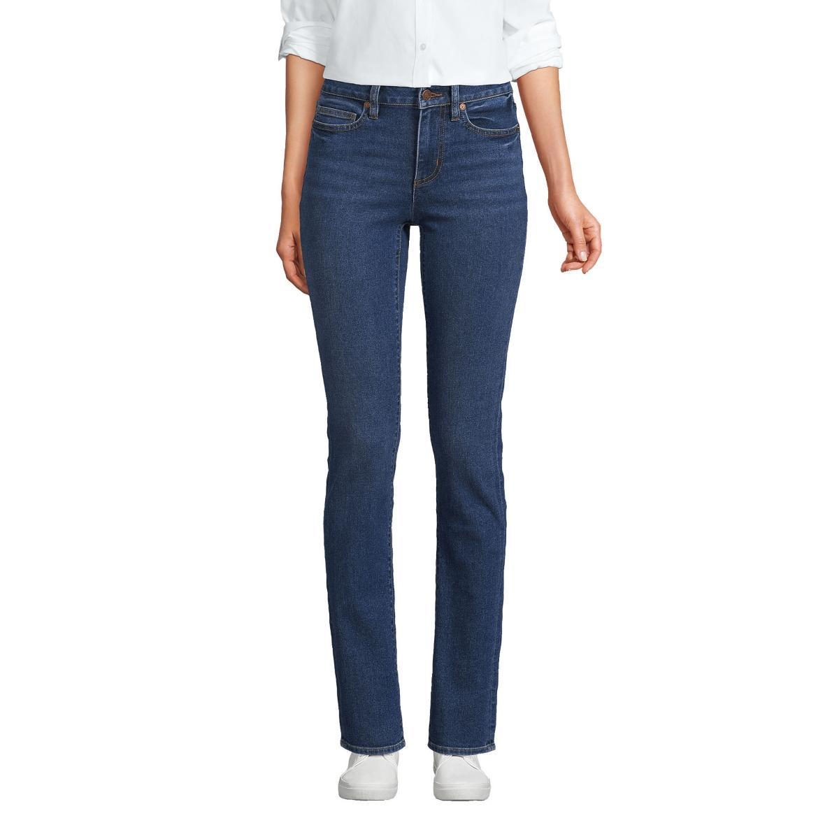 Womens Lands End Tall Mid-Rise Straight Leg Jeans Product Image