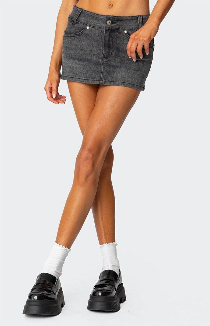 Edikted Women's Bev Stretchy Denim Micro Skirt Product Image