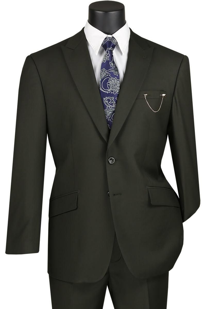 Olive Modern Fit 2 Piece Suit Textured Solid with Peak Lapel Product Image